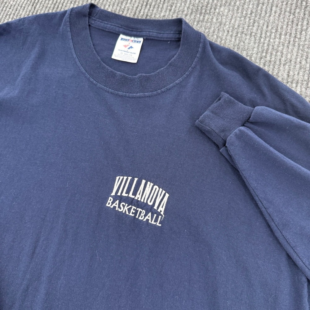 Villanova Wildcats Mens 3XL Navy Blue Heavyweight Long Sleeve Basketball T Shirt
